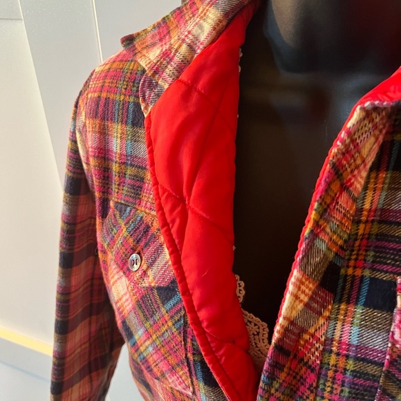Vintage Plaid chore coat Utility Jacket lined quilted style button up - Picture 4 of 8